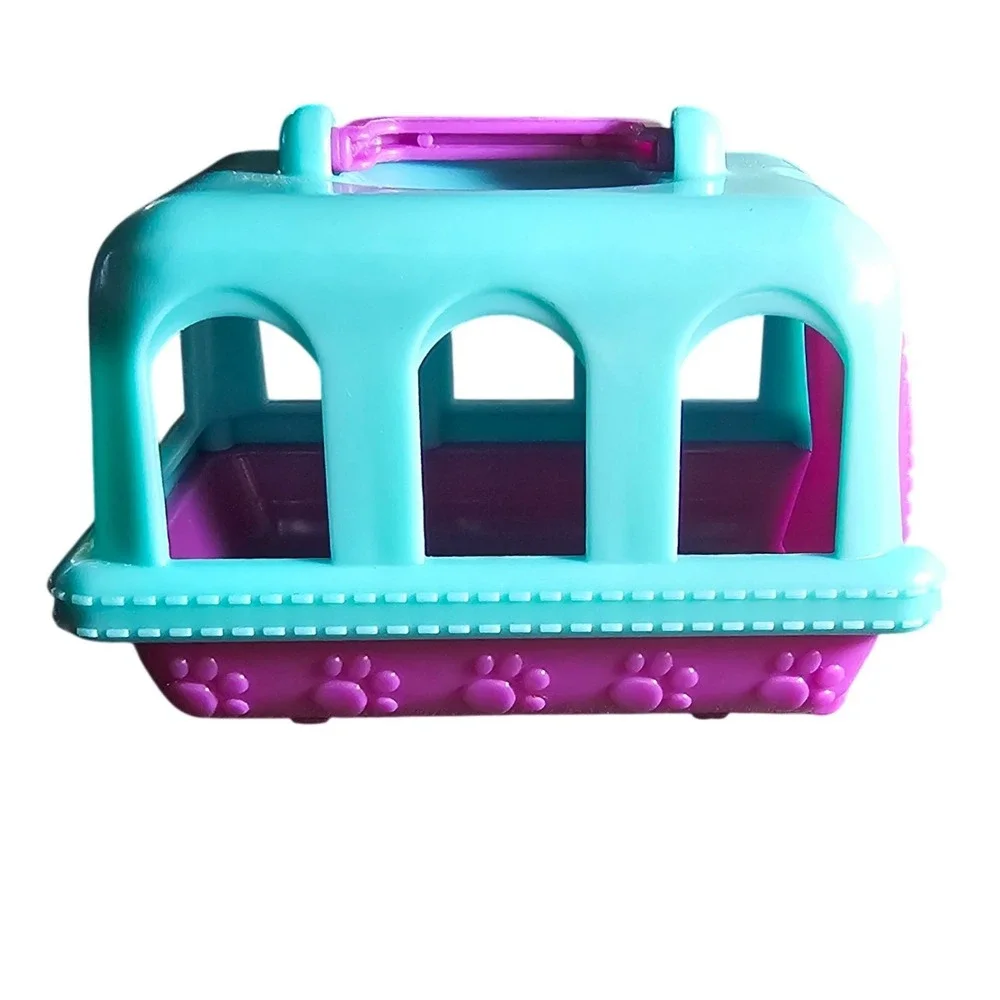 Just Play LLC Puppy In My Pocket Pet Carrier Toy Teal Purple Paw Print 2426LH